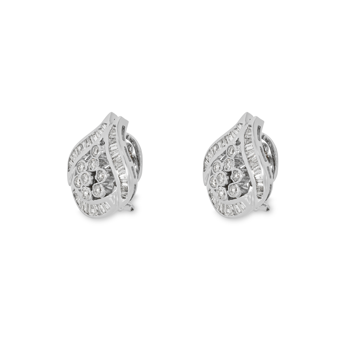 White Gold Floral Cluster Earrings 2.04ct TDW